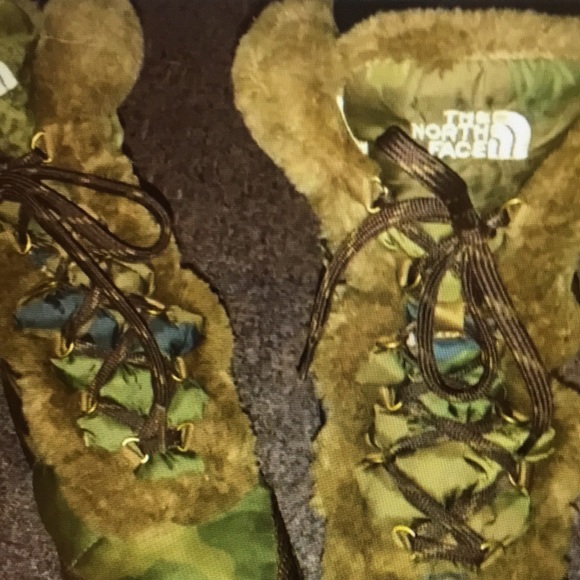 North Face Camo Faux Fur Nuptse Boot 